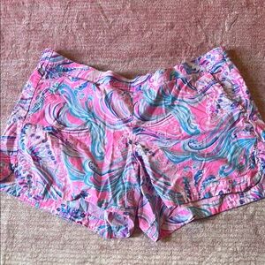 Lilly Pulitzer Pink Blue Swirl High Waist Women's Shorts